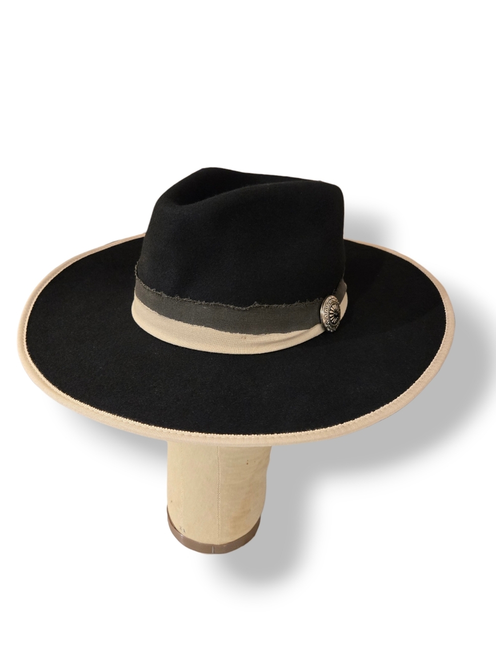 Free People X Wyeth Cowboy Rancher Hat Black Wool Harrison Women's O/S, 22.5"
